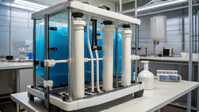 Sistema de osmose reversa em laboratório