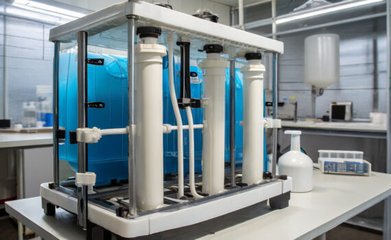 Sistema de osmose reversa em laboratório